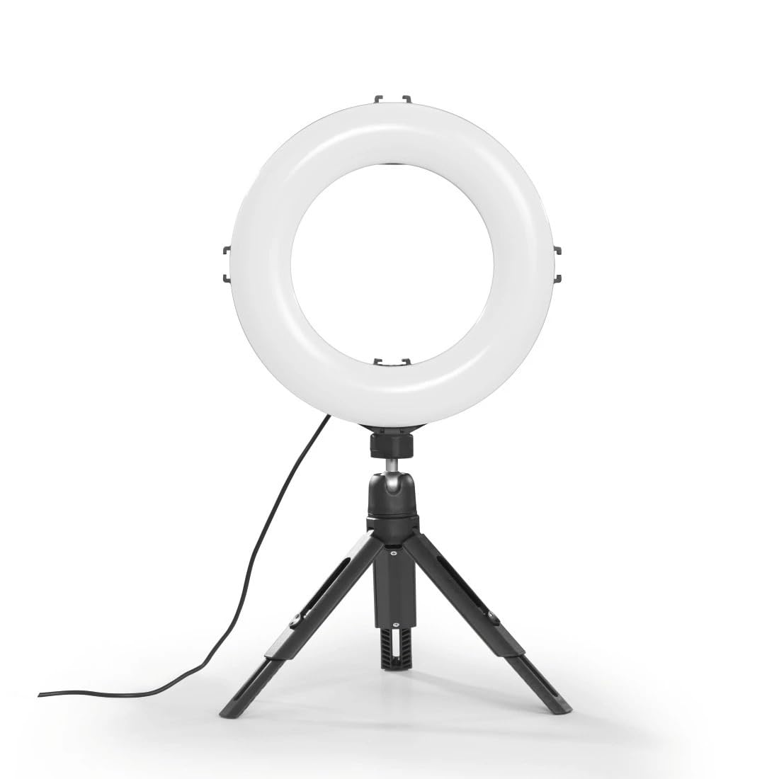 Hama LED Ringlicht mit Stativ Handy (8“ Ringleuchte, 21 cm Durchmesser, Tisch Stativ für die Kamera, Dimmbares LED Tischringlicht für Selfie, Videokonferenz, YouTube, TikTok, Fotografie) schwarz
