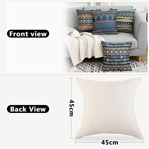 Boho Cushion Covers 18 X 18 Mandala Cushions Cover Decorative Throw Pillow Covers Outdoor Sofa Cushion Covers Square Linen Pillowcases For Sofa Bedroom Garden Balcony Bohemian Decor, 4 Pack