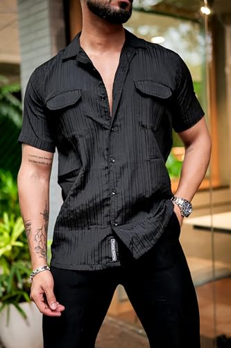 Image of IndoPrimo Men's Regular Fit Classic Double Pocket Casual Shirt for Men Full Sleeves - Fighter