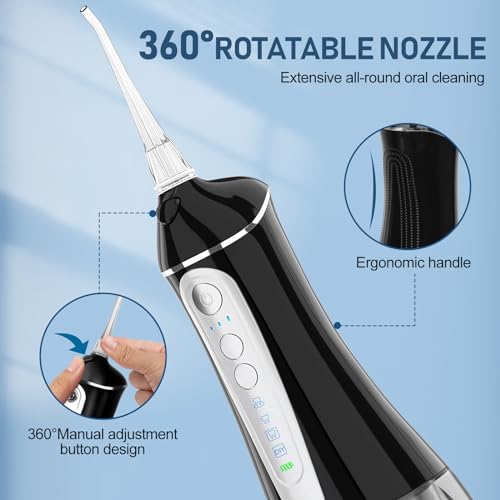 Image of Water Dental flosser for Teeth Cleaning - Rechargeable Cordless Oral Irrigator 4 Modes 6 Tips IPX 7 Waterproof Portable Teeth Cleaner Pick for Home Trave
