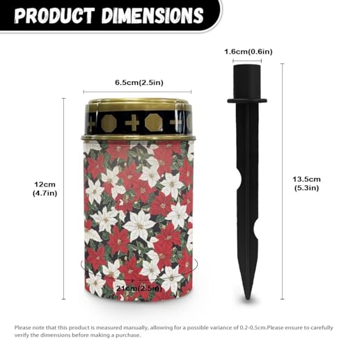 Image of Christmas Flower Light for Prayer Cemetery Solar Lights for Grave Cemetery Decor Candle Lamp Waterproof Solar Power Light Eternal Lights 2 Pcs Patriotic Decoration