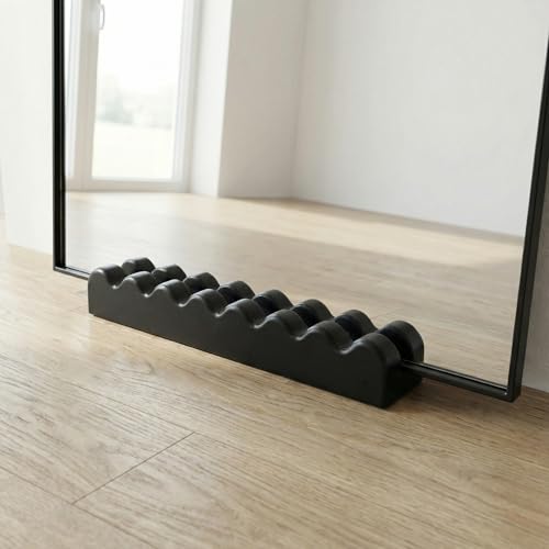 DSKMJT Solid Wood Floor Mirror Stand 10 x 2.6 x 1.6 inches with Enlarged Non-Slip Pads for Ultimate Stability and Secure Support Ideal Holder for Full Length Mirrors in Bedroom(Black)