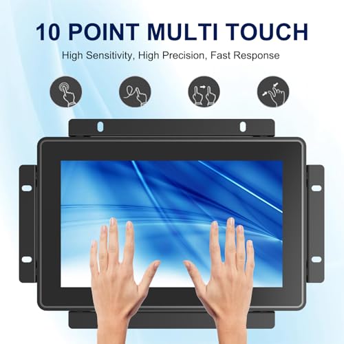 Image of Industrial Capacitive Touch Display 8 Inch 24 /7 Continuous Working Open-Frame Monitor, 1024x768 Capacitive LCD Monitor with VESA Mount for HMI Industrial Equipment