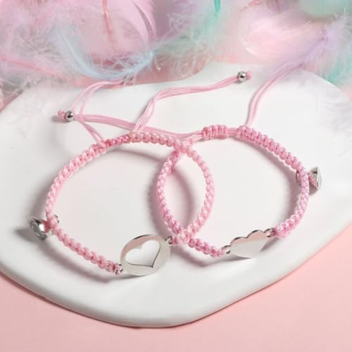 Image of First Day of Kindergarten Pre K Gifts for Mother Daughter,Mommy and Me Bracelet Matching Heart Bracelets Set for 2