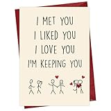 Cheerin Funny Anniversary Card with Envelopes - Humorous Love Cards for Him and Her - Romantic Card for Husband, Wife, Fiance, Boyfriend and Girlfriend - Hilarious Birthday Gift 5x8 Inch