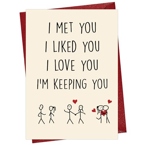 Cheerin Funny Anniversary Card with Envelopes - Humorous Love Cards for Him and Her - Romantic Card for Husband, Wife, Fiance, Boyfriend and Girlfriend - Hilarious Birthday Gift 5x8 Inch