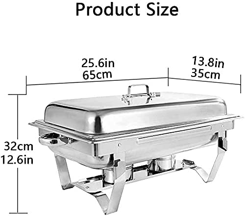 ywewsq Chafing Dish Buffetset, Edelstahl Chafers und Buffetwärmer-Sets, Speisenwärmer mit Wasserpfanne, Speisenpfanne… – Bild 4