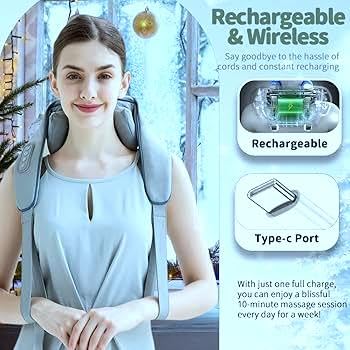 JSB Neck And Shoulder Massager - Cervical Pain Relief - Shiatsu Massage Roller With Soothing Heat - Electric Neck Massager - Home, Office & Car Use - 3D Kneading Massage Pillow - Black - HF144 1