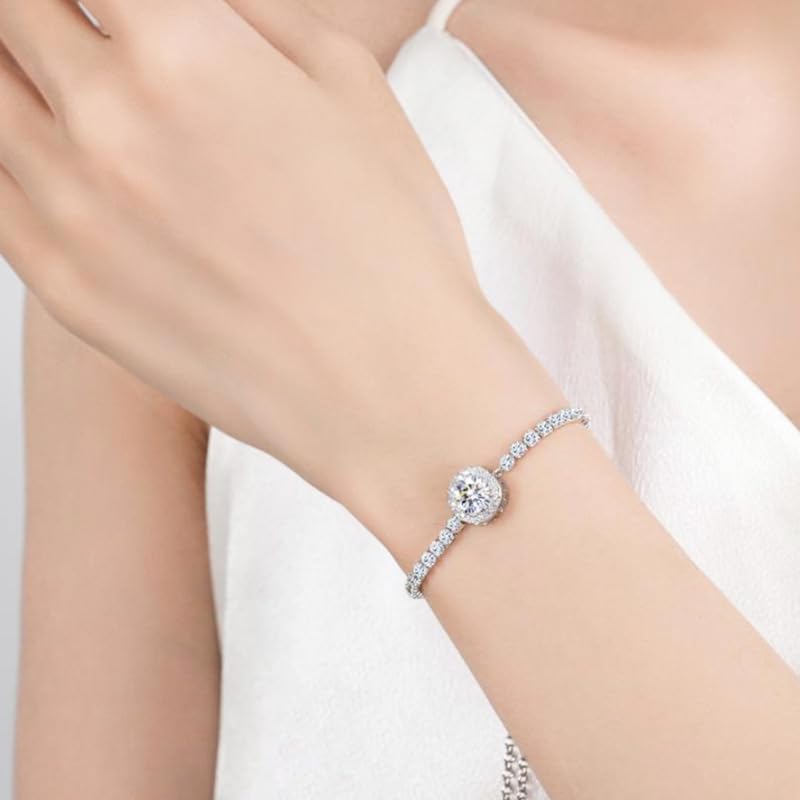 Silver Plated CZ Bracelet for Women, Adjustable Slider Chain Bracelet, Minimalist Sparkle Jewelry for Everyday Wear, Lightweight Hypoallergenic Gift - Image 6