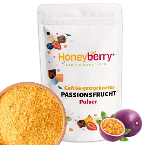 Gefriergetrocknetes Passionsfrucht Pulver 250g - Gefriergetrocknete Früchtpulver - Pulver mit Passionsfrucht Geschmack für Backen, Smoothies & Joghurt - Maracuja Pulver mit Natürlichem Aroma