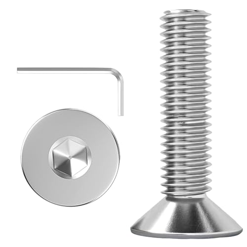 ORTAVA Lot de 20 vis à tête fraisée M4 x 16 en acier inoxydable A2 V2A Filetage complet avec clés à six pans creux