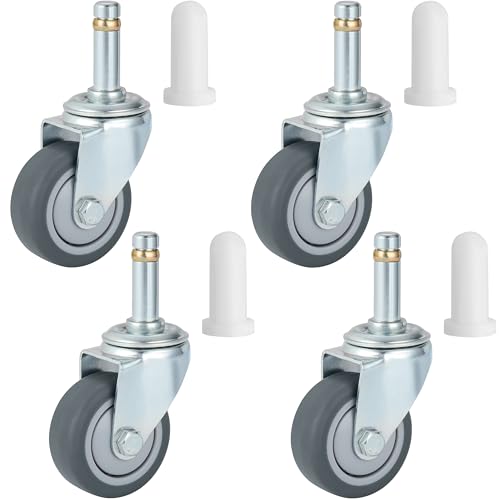 Finnhomy 2 Inches Stem Caster Wheels Set of 4 Heavy Duty 7-16 Inch Stem Diameter Swivel Casters TPR Replacement Wheels for Utility Cart-Mop Bucket-Wet & Dry Vacuum-Grills-Shop Mechanic Stool