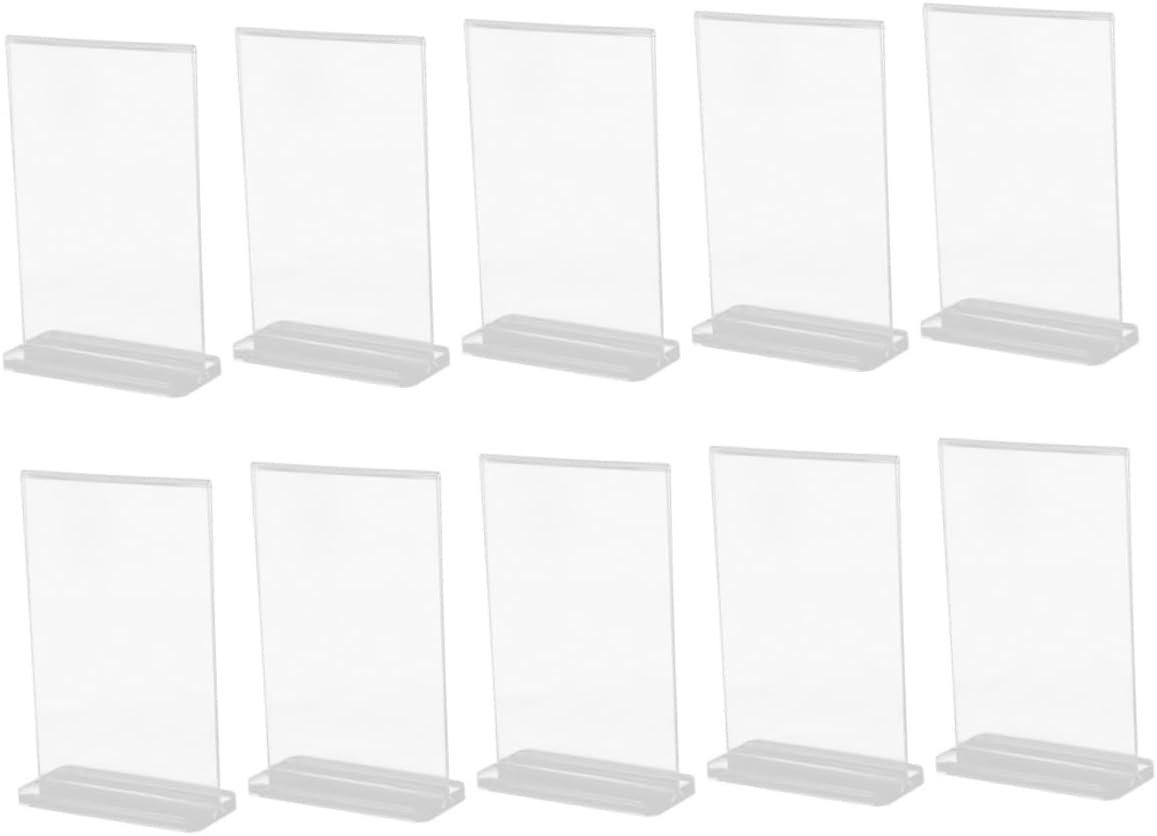Angoily 10pcs Display Rack for Stand Menu Desktop Display Sign Holder Table Sign Holders Tabletop Sign Holder Tabletop Paper Holder T Shape Desktop Display Holder Acrylic