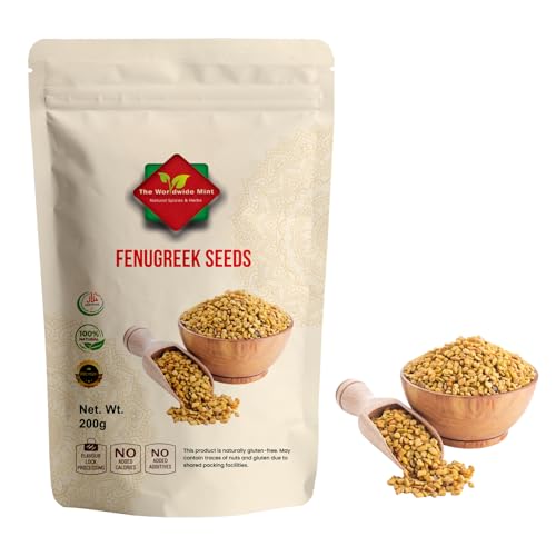Fenugreek Seeds 200g | Whole Methi Seeds from India | Natural Spice for Cooking Curries Baking & Pickling | Aromatic and Versatile Kitchen Essential | Gluten Free | Non-GMO