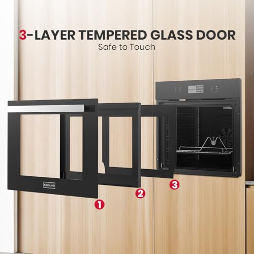 Image of 24 Inch Electric Wall Oven, ETL Certified, GASLAND 2.6 Cu.ft Built-in Single Wall Oven, 12 Cooking Functions, 3D Heating, Convection Oven with Rotisserie, Touch Control, Safety Lock, Black