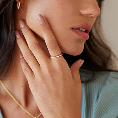 Pavoi STACK5R 14K Rose Gold Plated 925 Sterling Silver Stackable Cz Ring thumb #1