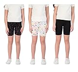 Star Ride Kids Girls Bike Shorts – Multipack Soft Stretchy Polyester Activewear in Fun Prints & Colors (Pink-Aqua-Grey, 14-16)