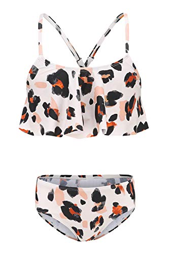 Image of Girls Two Piece Bikini Swimsuits Striped Ruffle Swimwear Falbala Bathing Suit Set