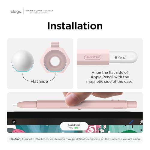 Image of elago X MONAMI Pencil Case Compatible With Apple Pencil Pro Case,Compatible With Apple Pencil 2Nd Generation Cover Sleeve,Magnetic Charging,Double Tap,Squeeze,Haptic(Must Read Guide)(Peony),Pink