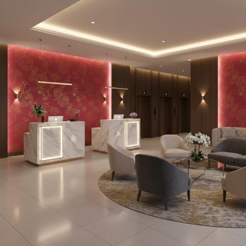 Image of VKR Pink and Gold Rose Peel and Stick Wallpaper, Self Adhesive Waterproof PVC Wall Sticker for Bedroom, Living Room and Furniture Decoration (45 cm x 300 cm)