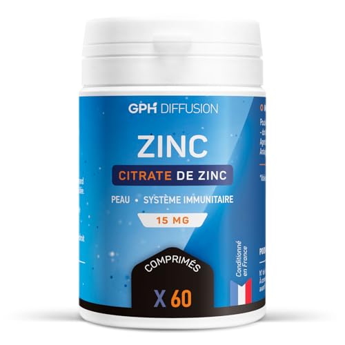 Citrate de Zinc - 15 mg - 60 comprimés - Peau - Système Immunitaire - GPH Diffusion