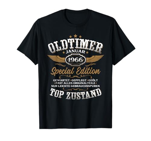 60. Geburtstag Mann Geschenk Oldtimer Januar 1966 T-Shirt