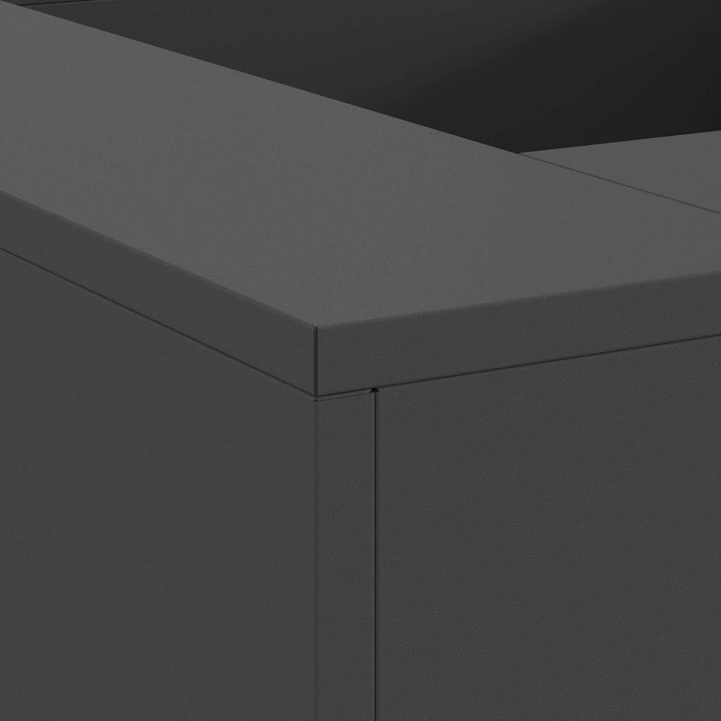 Braciere nero in acciaio, 80 x 80 x 40 cm, rettangolare, autoportante, per terrazza e giardino, con efficiente circolazione dell'aria e design resistente al calore per un calore accogliente e