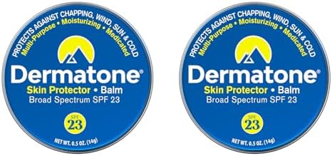 Dermatone Skin Protector Balm | Classic Tin 2-Pack | All Year Long Skin Barrier Protection | Moisturizing | Heals & Repairs | SPF23 | Ski Balm | Advanced Skin Therapy, 0.5 oz