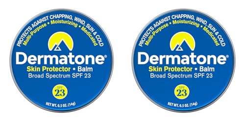 Dermatone Skin Protector Balm | Classic Tin 2-Pack | All Year Long Skin Barrier Protection | Moisturizing | Heals & Repairs | SPF23 | Ski Balm | Advanced Skin Therapy, 0.5 oz