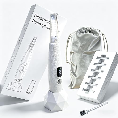 Sonic Dermaplaning Tool,Sonic Dermaplane Razor for Women Face, Painless Electric Facial Exfoliation & Peach Fuzz Hair Removal with LED Light, 3 Speeds, Non-Irritating, 12 Dermaplaning Blades image 3