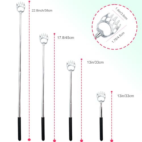 ZMOIVOK 2 Pcs Back Scratcher Extendable,Metal Bear Claws Back Scratchers,Backscratche for Men, Women,Adults,Christmas Stocking Stuffers (Black)