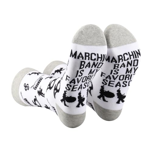 PXTIDY 2 Pairs Marching Band Socks Marching Band Gift Drummer Trumpet Flute Player Gift Marching Season Socks (US, Alpha, One Size, Regular, Regular, SEASON s)