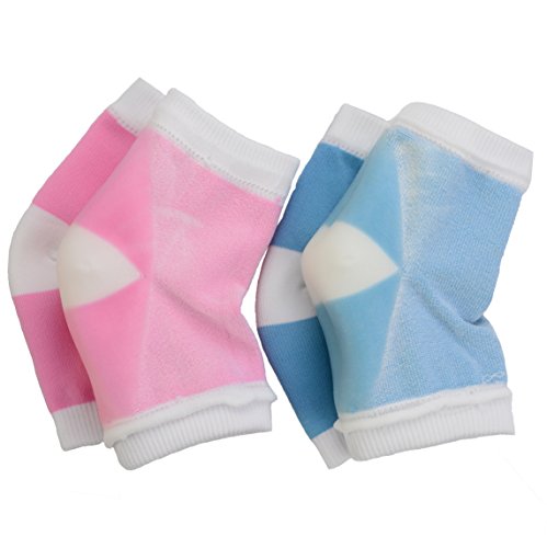 Makhry 2 Pairs Moisturizing Silicone Gel Heel Socks For Dry Hard Cracked Skin Open Toe Comfy Recovery Socks Day Night Care(Pink&Blue) #TOP1