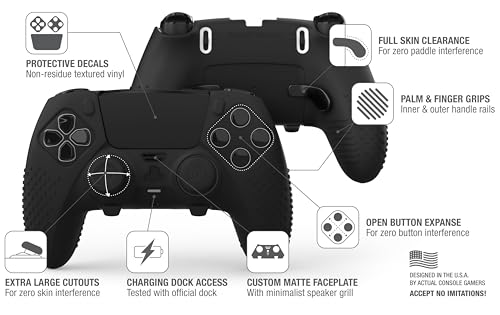 Image of Eclipse PS5 Edge Controller Skin Combo Set | Dock Compatible, Protector Decals, Anti-Slip Soft Gel Silicone Cover, Faceplate Shell & Thumb Grips for Playstation 5 DualSense Edge (Black)