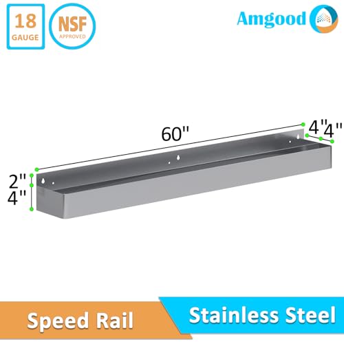 Image of AmGood 60 in. Abreast Double-Tier Stainless Steel Speed Rail Rack - Liquor Bottle Organizer for Bars, Restaurants, Nightclubs, and Home Bars