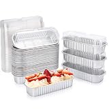 Suice Disposable Ramekins with Lids 6.5"x2.5"x1.2", 50pcs Aluminum Foil Baking Cups for Individual C