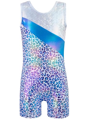 Image of HOZIY Leotards for Girls Gymnastics Kids Children Biketard Snowflake Ribbon Blue Purple Hot Pink Sparkle