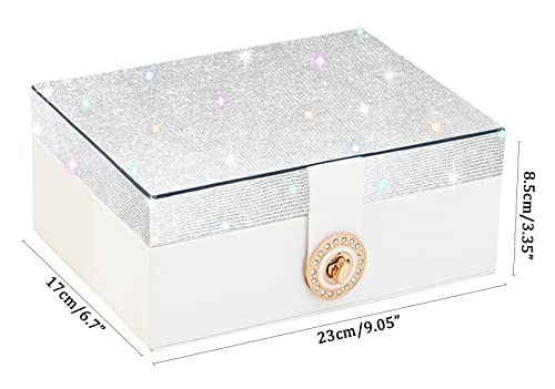 Mtgocha Earrings Jewelry Box For Girls Womens, Bling Jewelry Organizer Box, Earring Box Case For Girls Jewelry Storage Box For Rings Necklace Earrings Holder Stud Earring Organizer,White Diamond #TOP5