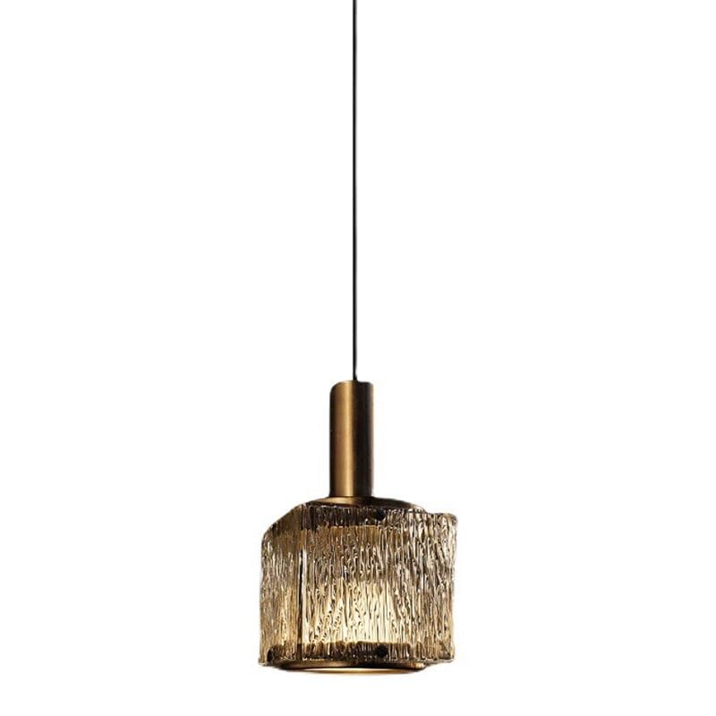 Suspension E14 en verre fumé et laiton chic pour chevet et chambre