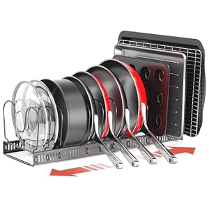 Pots and Pans Lid Organizer under Cabinet, 12 Dividers, Black