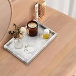 Real Natural Marble Tray for Bathroom, Vanity, Kitchen and Desktop, Rectangle Genuine Marble Stone Tray for Jewelry, Cosmetics, Candles, Lotion, Perfume and Home Decor - Image 5