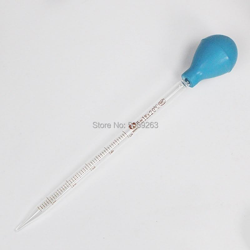 Pipeta cuentagotas graduada de Vidrio Vol.Pipeta de Transferencia de 0,5 ml/1 ml/2 ml/3 ml/5 ml/10 ml con Cabezal de Goma(10mL 2pcs)