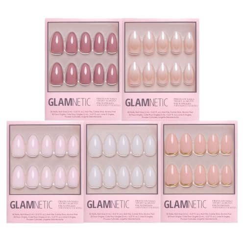Glamnetic Short Almond Press-On Nails Bundle - Sugar Doll, Milky