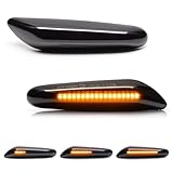 Sequential Amber LED Side Marker Turn Signal Light for BMW 1 3 5 Series E81 E82 E83 E87 E88 E90 E91 E92 E93 E60 E61, Smoked Lens Dynamic Front Fender Indicator