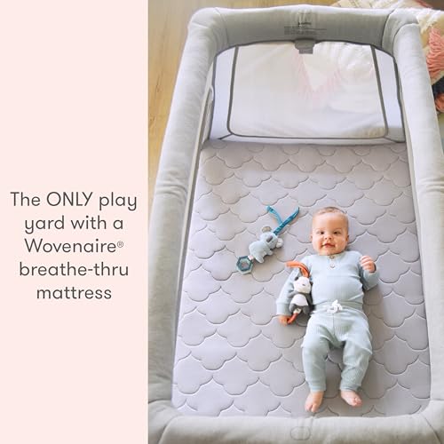 Newton Baby Travel Crib & Play Yard – Breathe-Thru Mattress for Safe Sleep, Portable & Easy Disassembly, Completely Washable, 2X Larger Surface Area, Non-Toxic, Largest-in-Class with Travel Bag, Grey
