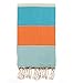 Swan Comfort 100% Natural Turkish Cotton Absorbent Beach Towel, Easy Care Ideal for Bath Spa Fitness Yoga Pool Yatch Swimwear Guest Gym - Blue - Orange