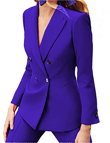 JinXuanYa Women's Business Suit Double Breasted Slim Fit 2 Piece Work Lady Blazer Jacket,Pant Suits