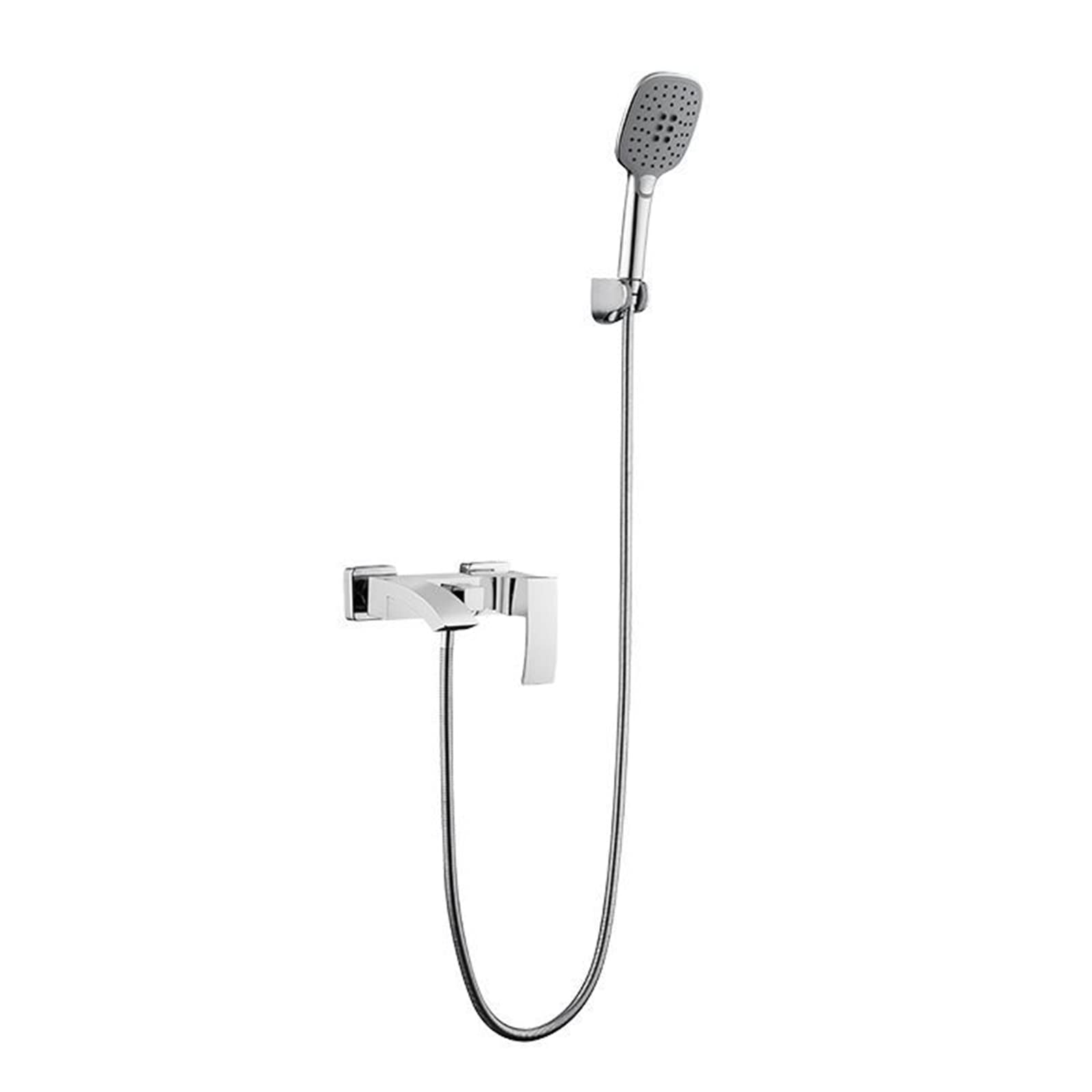 CWCQGH Waterfall Bathtub Faucet Brass Bathtub Faucet Bathtub Filler Modern Single Handle Bathtub Shower Mixer Wall-Mounted Bathtub Shower Faucet Set with 3 Function Handheld Shower and 59