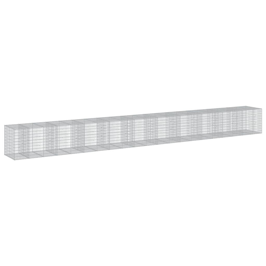 Gavión con tapa, 1050 x 100 x 100 cm, hierro galvanizado | Cesta de piedra resistente para jardín y exterior para el diseño de paredes y parterres decorativos.