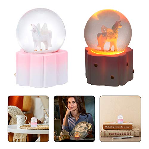 Amosfun Unicórnio de Cristal Luz da Noite Bola Fada Luz Lâmpada LED Rosa Unicorn Toy Kids Berçário Q